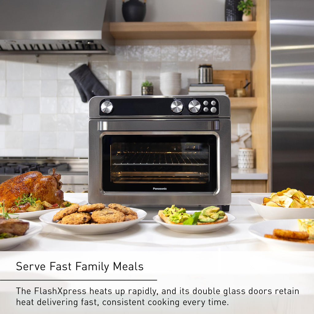 Panasonic FlashXpress Toaster Oven Countertop, 4-Slice Compact Size with Double Infrared Heating, 6 Auto Cook Options and Precise Temperature Control