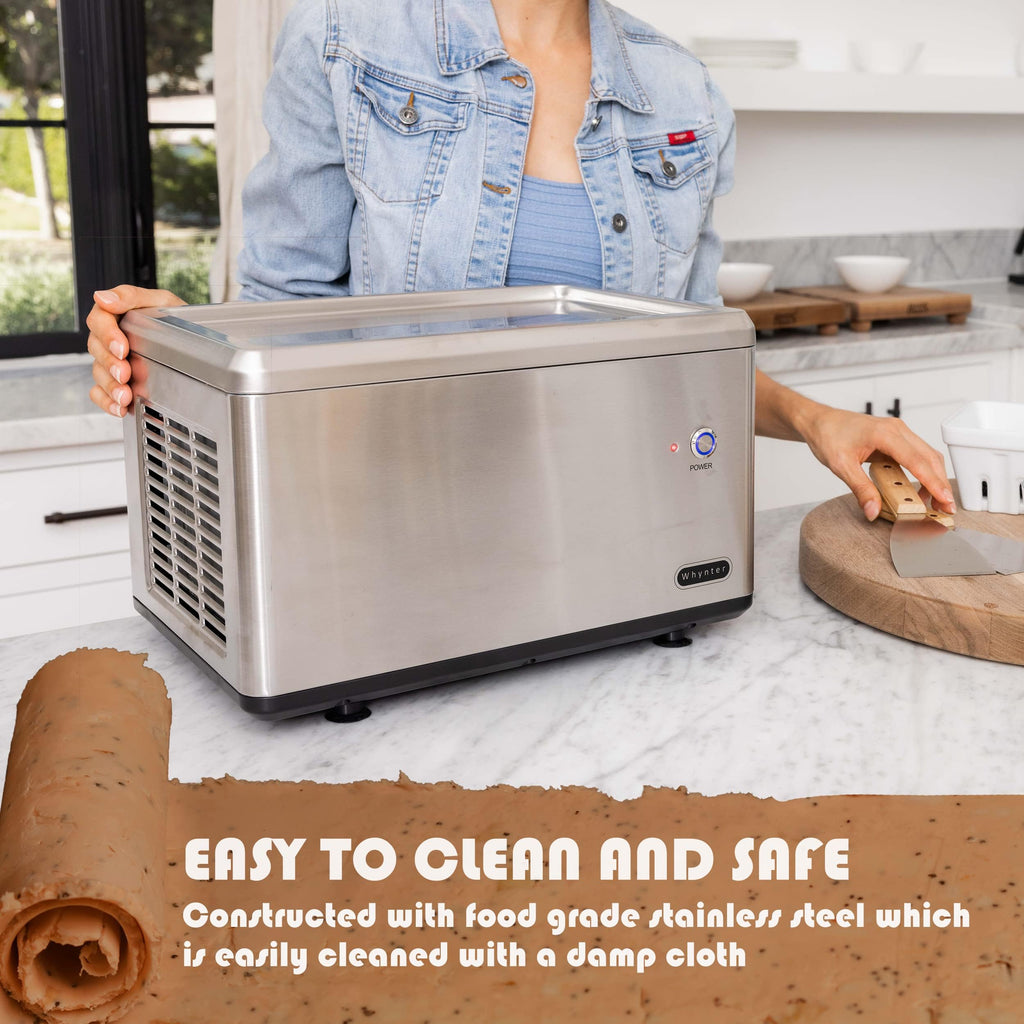 Whynter Ice Cream Maker Machine Automatic 2.1 Qt. with Built-In Compressor, LCD Digital Display & Timer, No Pre-Freezing, ICM-200LS, Stainless Steel