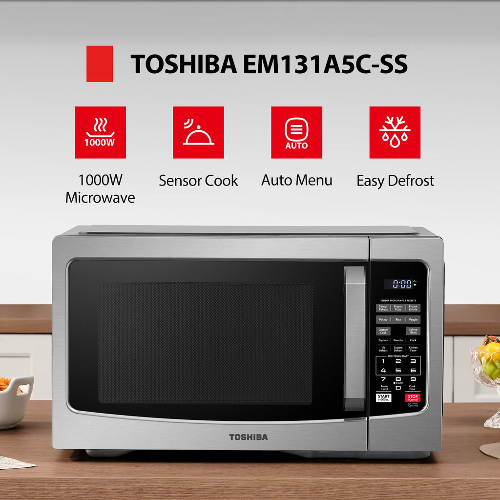 TOSHIBA Air Fryer Combo 8-in-1 Countertop Microwave Oven, with Convection, Broil, Odor Removal Mode, 12.4" Position Memory Turntable, Child-Lock, 1.0