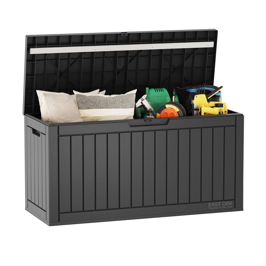 EAST OAK Outdoor Storage Box, 180 Gallon Deck Box, Large Resin Storage Bin for Patio Cushions, Gardening Tools, Lockable, Waterproof and UV Resistant