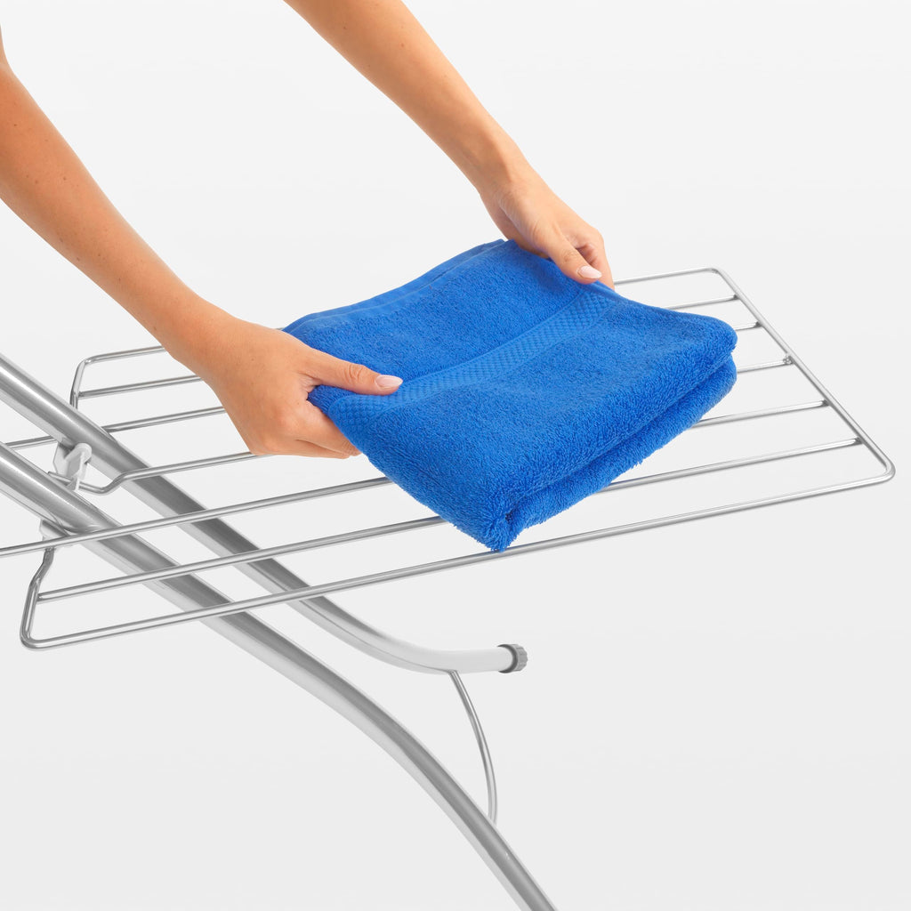 Brabantia Size C Ironing Board (49 x 18in) 7 Height Options, Adjustable Steam Iron Rest Holder & Linen Rack (Ecru) Non-Slip Feet, Anti-Collapse Child