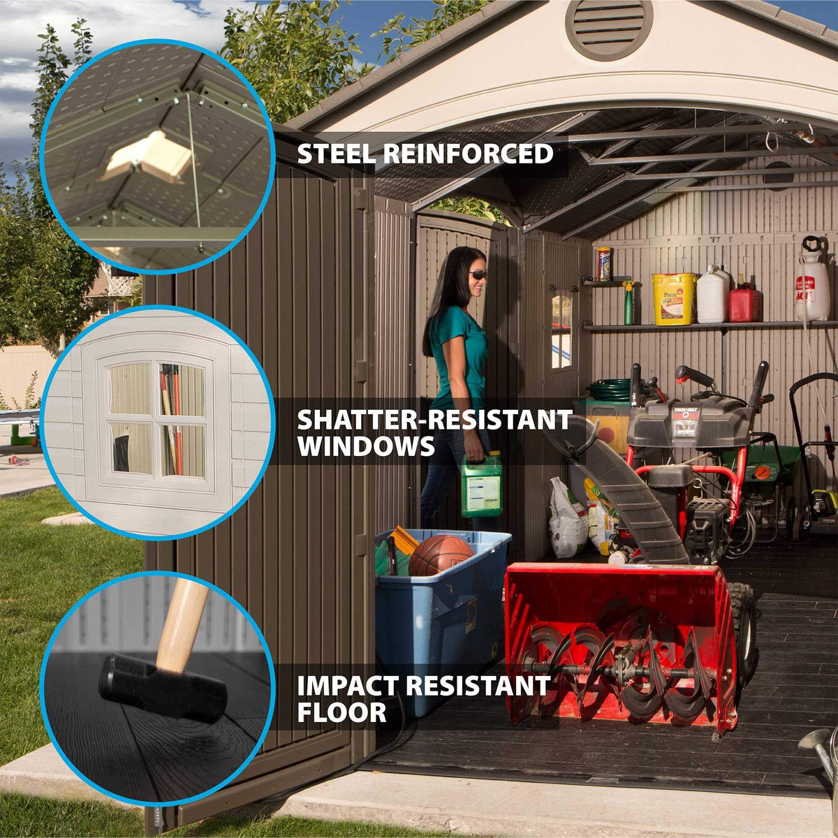 Lifetime 60079 Outdoor Storage Dual Entry Shed, 15 x 8 ft, Desert Sand