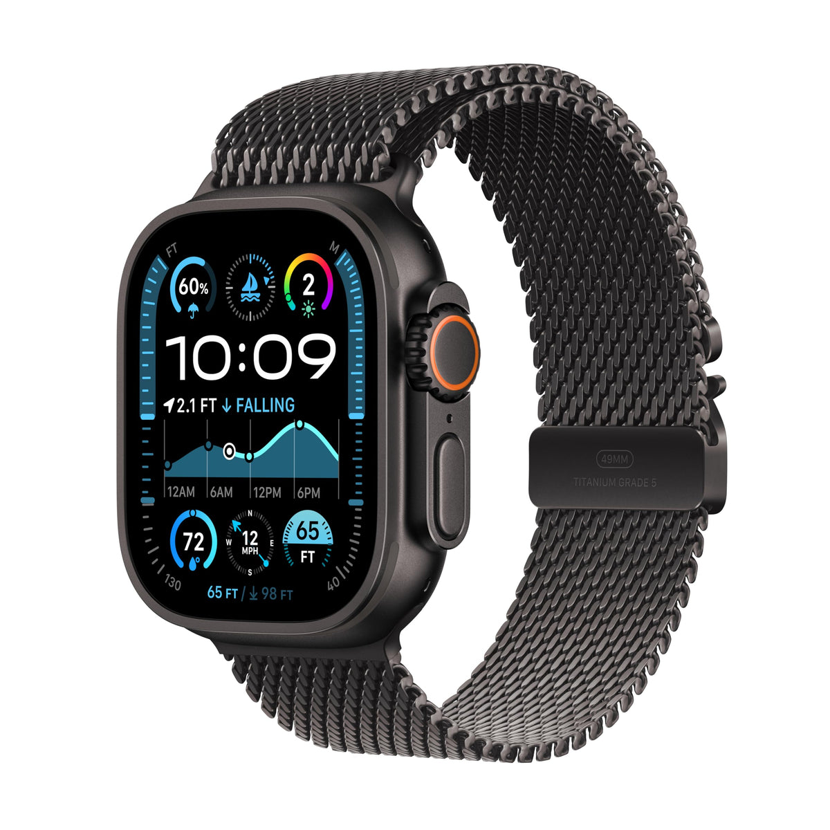 Apple Watch Ultra 2 (GPS + Cellular, 49MM) - Black Titanium Case with Black Ocean Band (Renewed Premium)