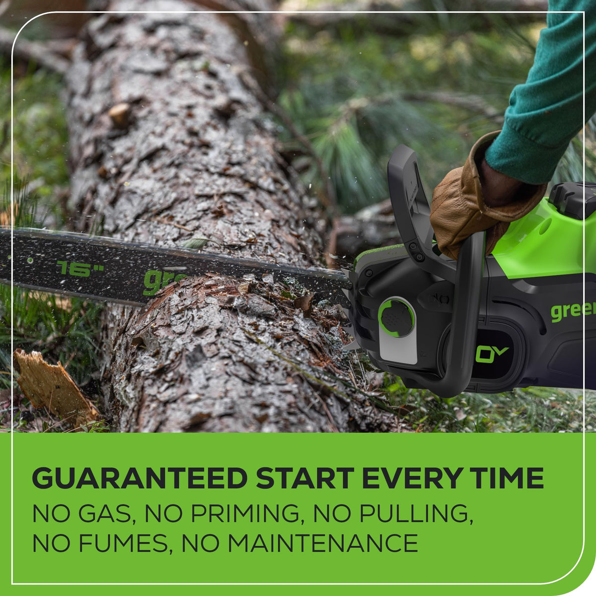Greenworks 80V 18" Brushless Cordless Chainsaw (Great For Tree Felling, Limbing, Pruning, and Firewood) / 75+ Compatible Tools), 2.0Ah Battery and