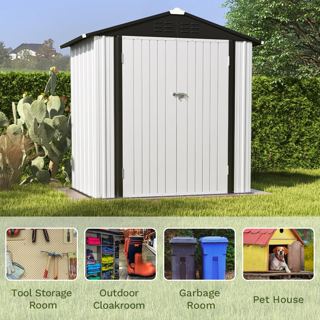 Patiowell 10 x 12 FT Metal Storage Shed for Outdoor, Steel Yard Shed with Design of Lockable Doors, Utility and Tool Storage for Garden, Backyard
