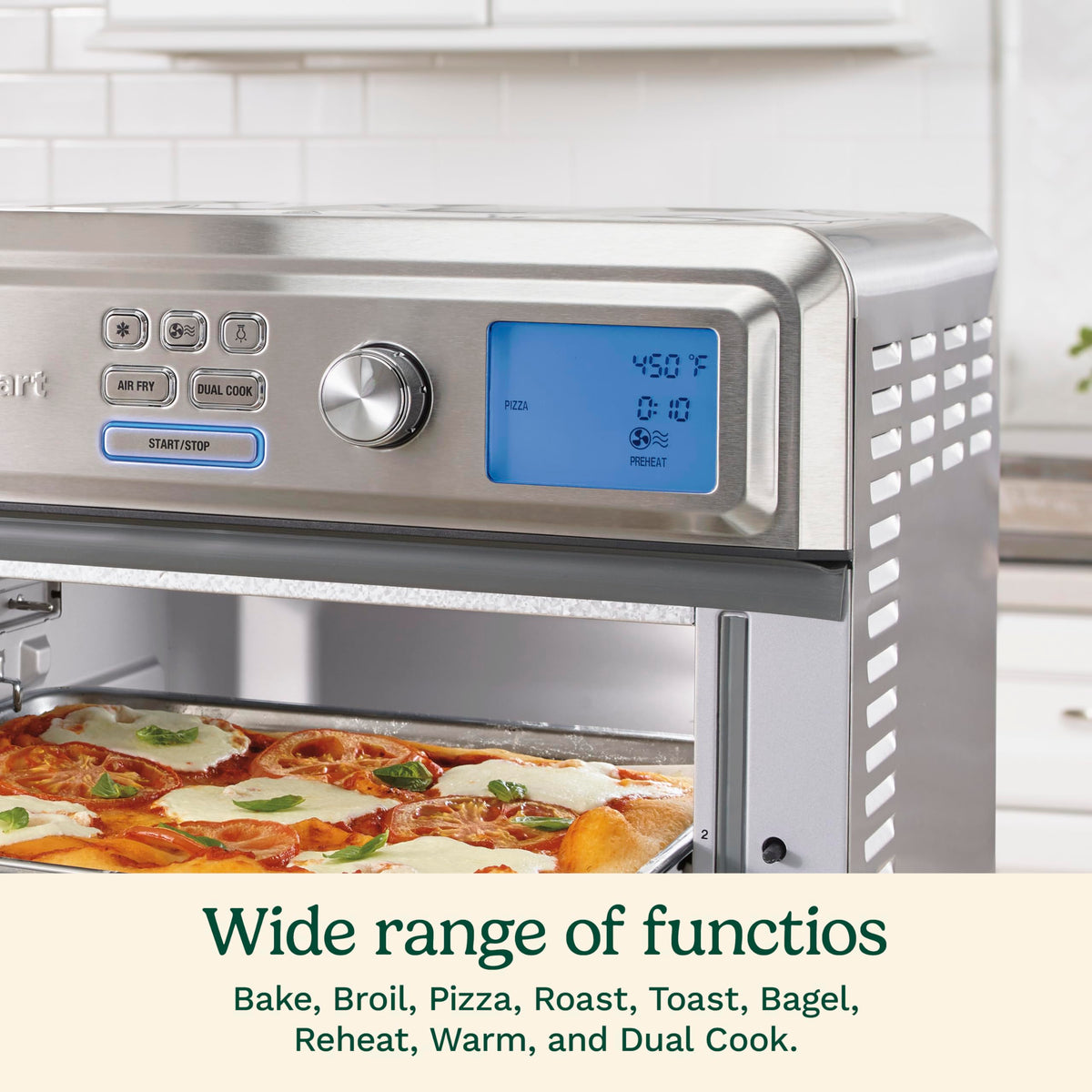 Cuisinart Air Fryer Toaster Oven, Digital Display, 1800 Watt Air Fryer Toaster Oven Combo with Adjustable Temperature and Controls, Stainless Steel