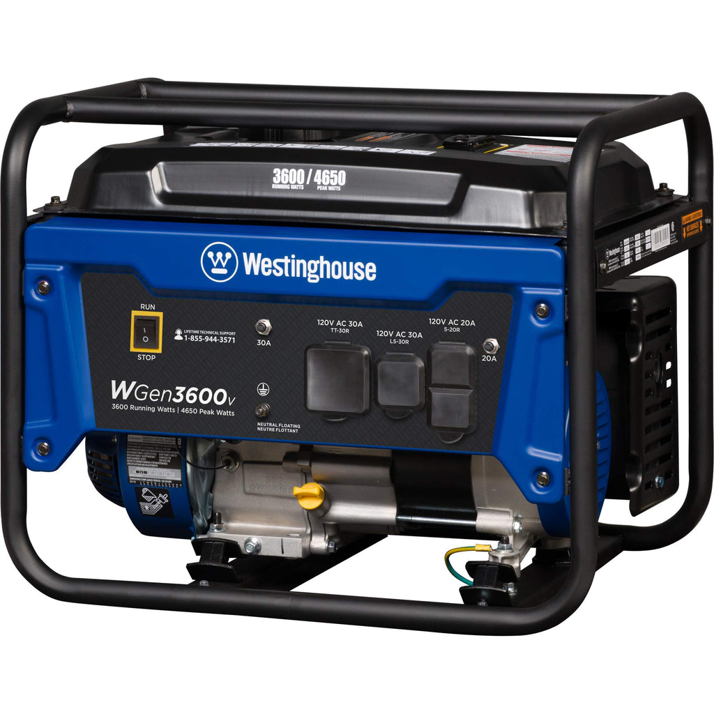 Westinghouse 4650 Peak Watt Dual Fuel Portable Generator, Remote Electric Start with Auto Choke, RV Ready 30A Outlet, Gas & Propane Powered