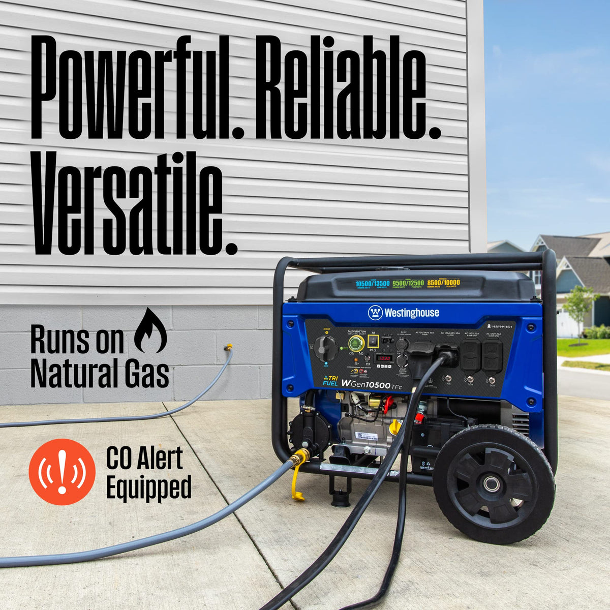 Westinghouse 13500 Peak Watt Tri-Fuel Home Backup Portable Generator, Remote Electric Start, Transfer Switch Ready, Gas, Propane, and Natural Gas