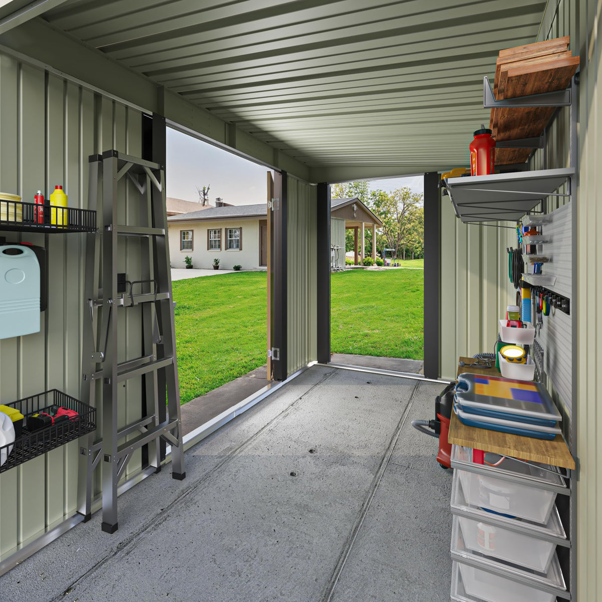 Patiowell 8x8 FT Outdoor Storage Shed, Heavy Duty Tool Metal Sheds with Lockable Doors and Updated Frame Structure for Backyard Patio Lawn, Black
