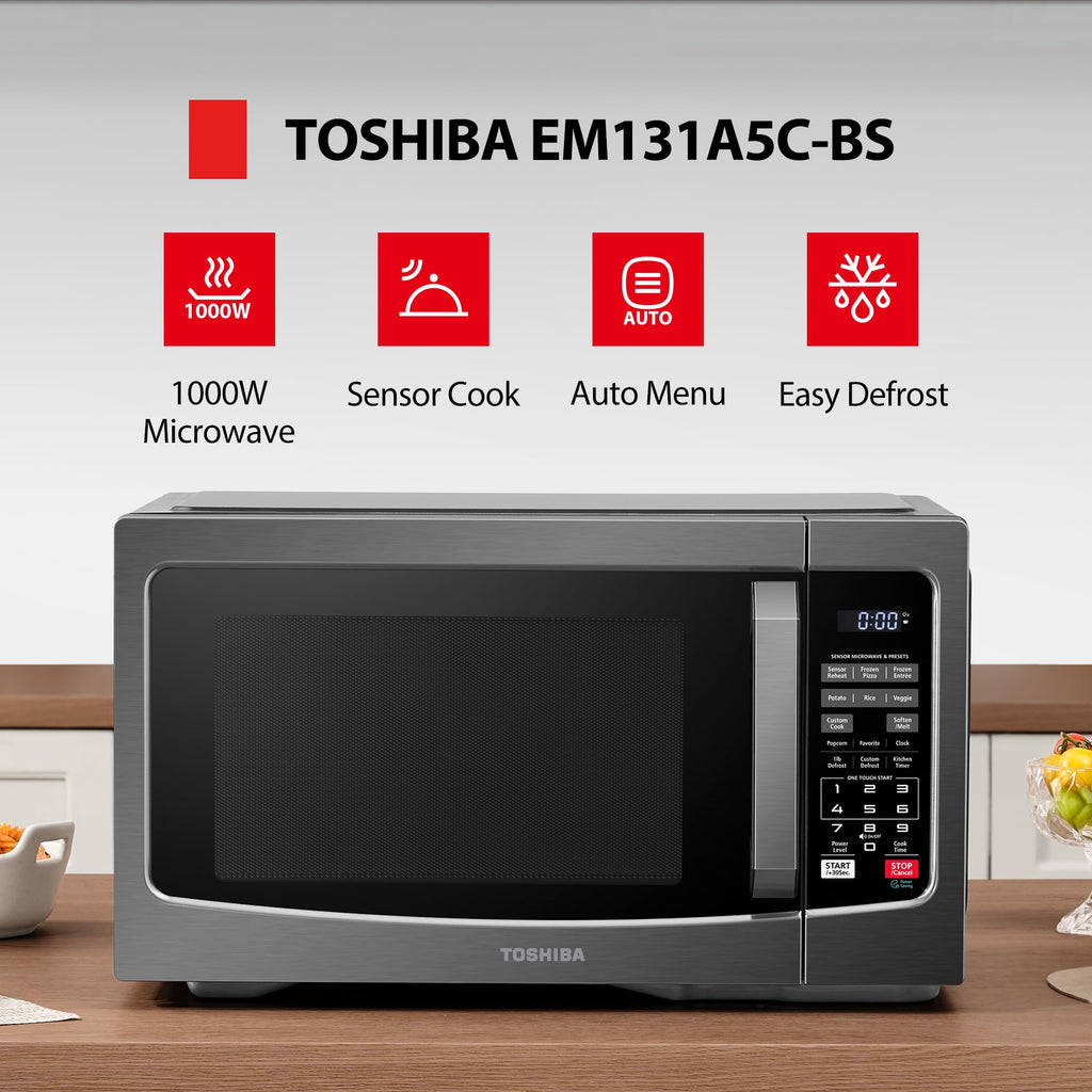 TOSHIBA Air Fryer Combo 8-in-1 Countertop Microwave Oven, with Convection, Broil, Odor Removal Mode, 12.4" Position Memory Turntable, Child-Lock, 1.0