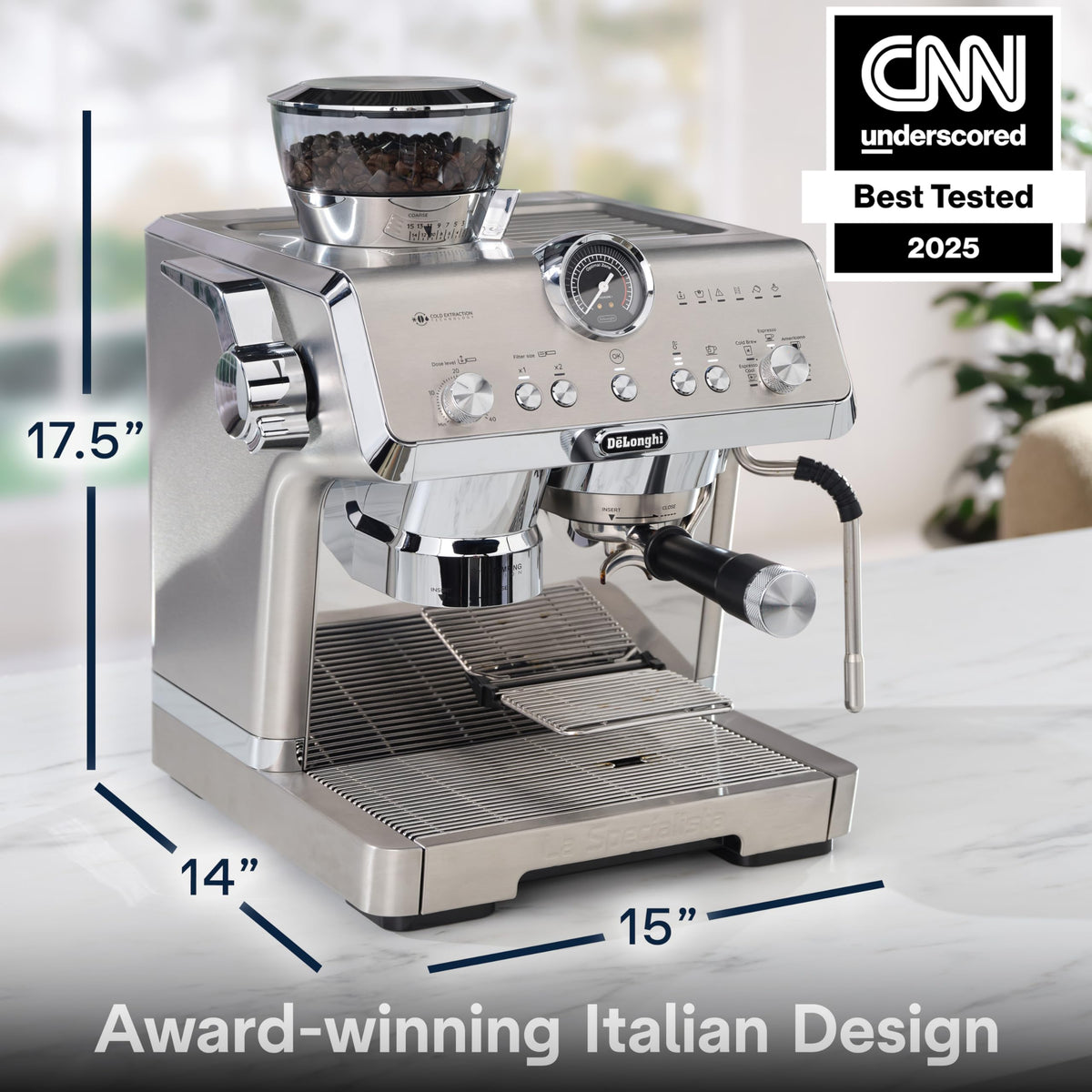De'Longhi La Specialista Arte Evo Espresso Machine - Compact Cold Brew Coffee Maker with Grinder, Milk Steam Wand/Frother & Tamping Tools - Home