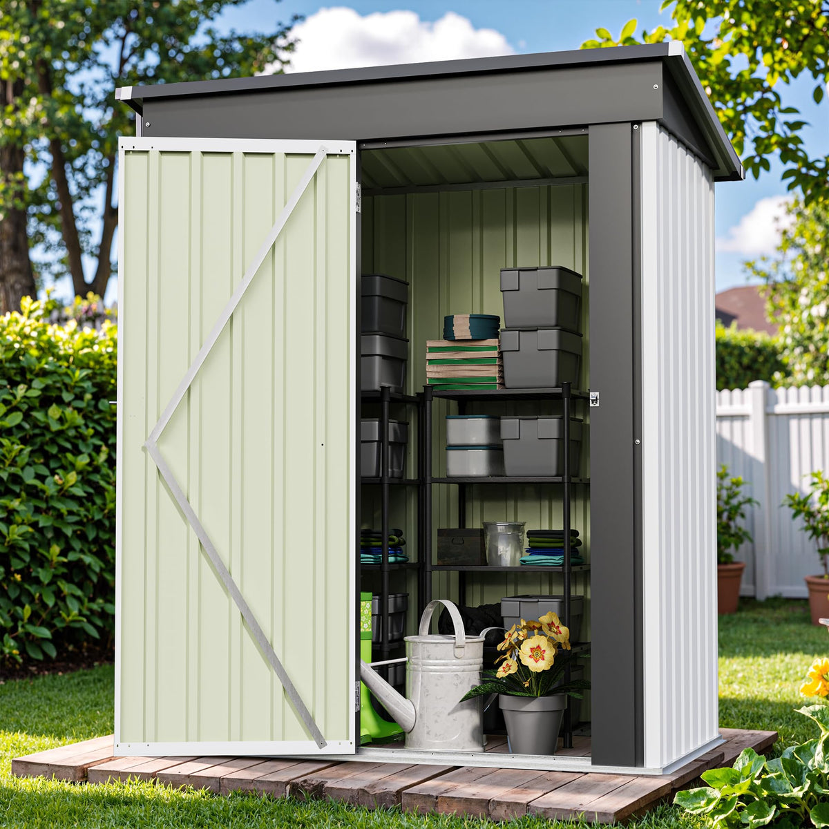 Patiowell 10 x 12 FT Metal Storage Shed for Outdoor, Steel Yard Shed with Design of Lockable Doors, Utility and Tool Storage for Garden, Backyard