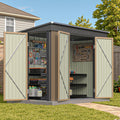 Patiowell 8x8 FT Outdoor Storage Shed, Heavy Duty Tool Metal Sheds with Lockable Doors and Updated Frame Structure for Backyard Patio Lawn, Black