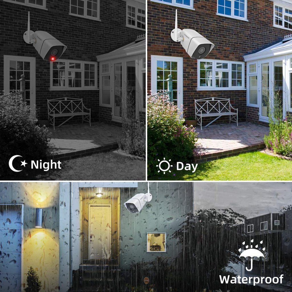 Security Camera System Wireless,Firstrend 1080P 8CH Wireless Home Security Systems with 4 pcs 2MP Full HD Cameras 1TB HDD Night Vision Motion