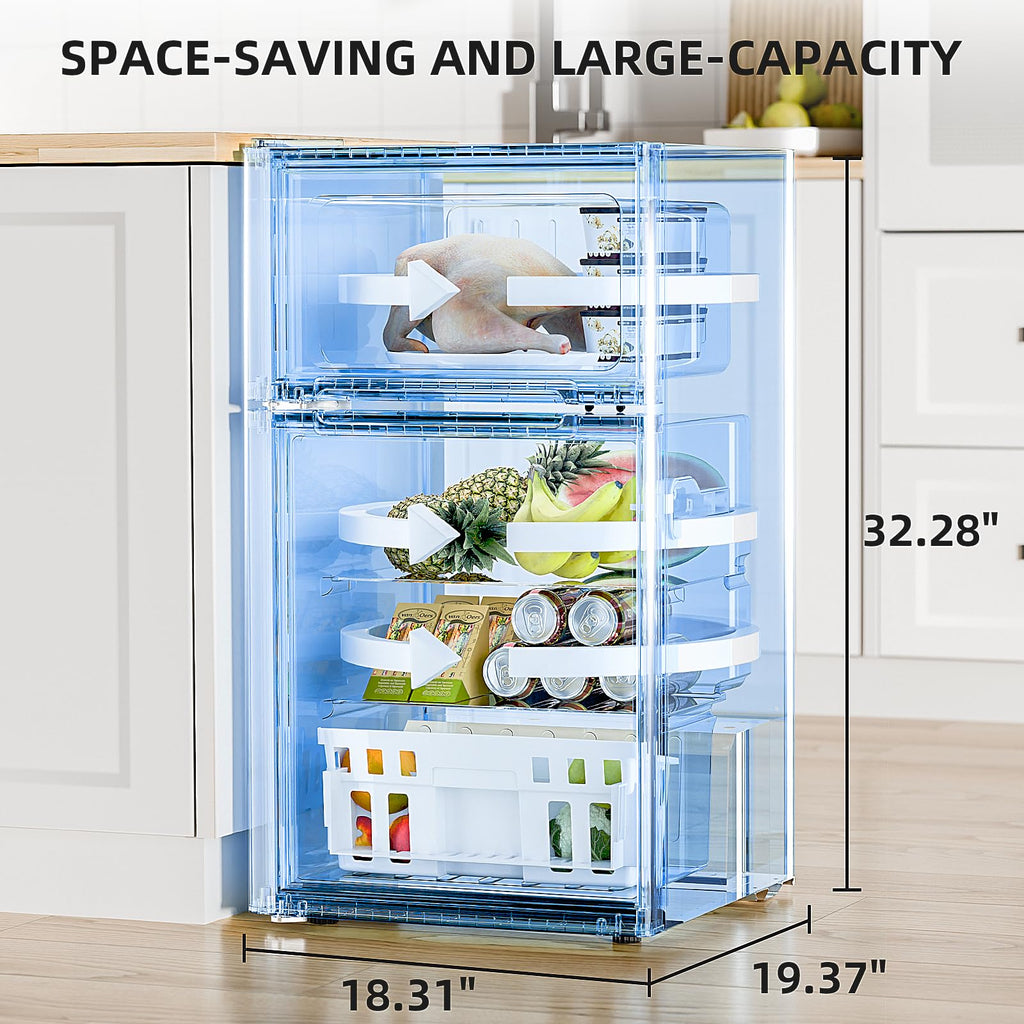Antarctic Star Compact Refrigerator,4.5 Cu.Ft. Mini Separate Freezer Double 2-Door Adjustable Removable Shelves for Apartment/Dorm/Office,GREY