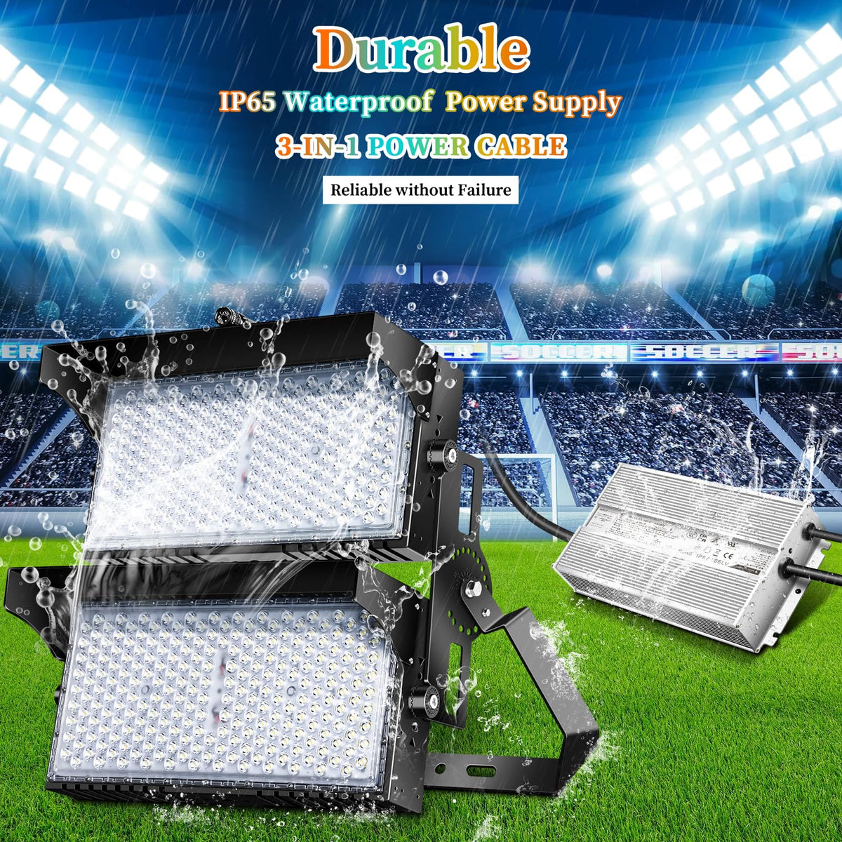 Juyace 240W LED Stadium Lights Outdoor 1500 Watt Equivalent Wider Lighting Angle Led Flood 100-277V 36000LM 5000K Daylight Commercial Arena for
