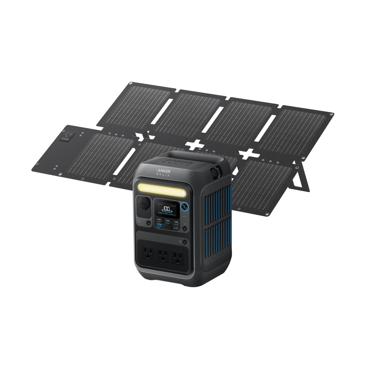 Anker Solar Generator SOLIX C300 with 60W Solar Panel, 288Wh Portable Power Station, 300W (600W Surge), LiFePO4 Battery, 140W Two-Way Fast Charging