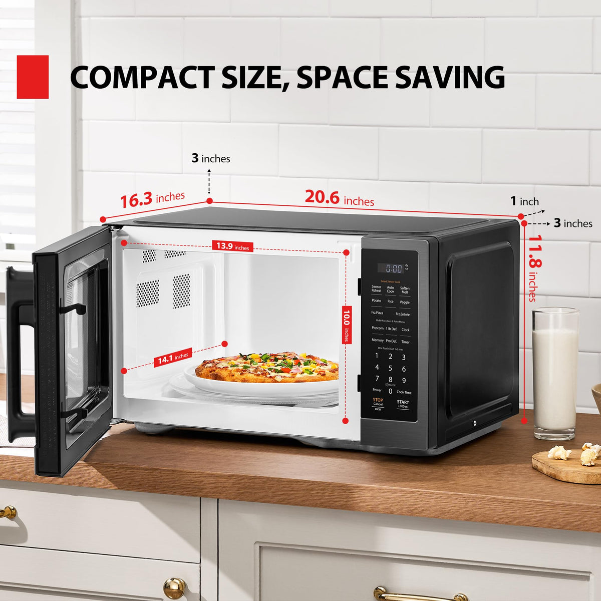 TOSHIBA ML4-EM22PAIT(SS) Countertop Microwave Oven with Sensor Cook, 6 Auto Menus, Origin Inverter, Child Lock, 2.2 Cu Ft for Large Family, 16.5 Inch