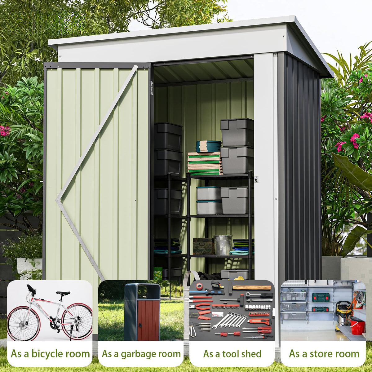 Patiowell 10 x 12 FT Metal Storage Shed for Outdoor, Steel Yard Shed with Design of Lockable Doors, Utility and Tool Storage for Garden, Backyard