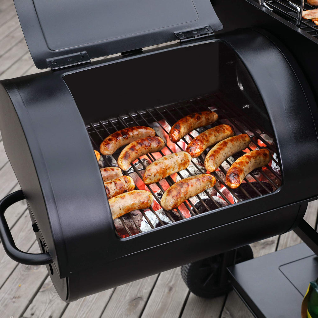 Royal Gourmet CC2036F Barrel Charcoal Grill with Offset Smoker, Outdoor BBQ Grill with 1200 Sq. In. Grilling Area for Large Event Gathering, Black