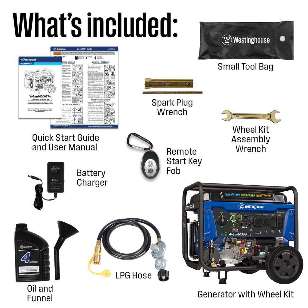 Westinghouse 13500 Peak Watt Tri-Fuel Home Backup Portable Generator, Remote Electric Start, Transfer Switch Ready, Gas, Propane, and Natural Gas