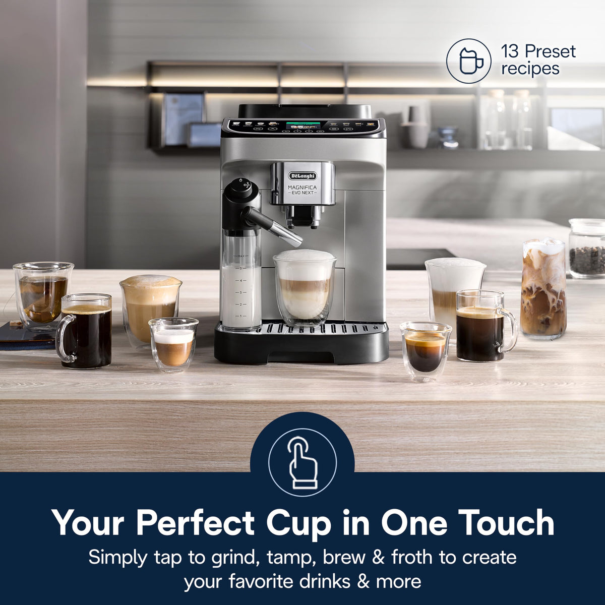 De'Longhi Magnifica Evo Automatic Espresso & Coffee Machine with Auto Milk Frother, Built-in Grinder & Auto-Clean Function - For Latte, Cappuccino