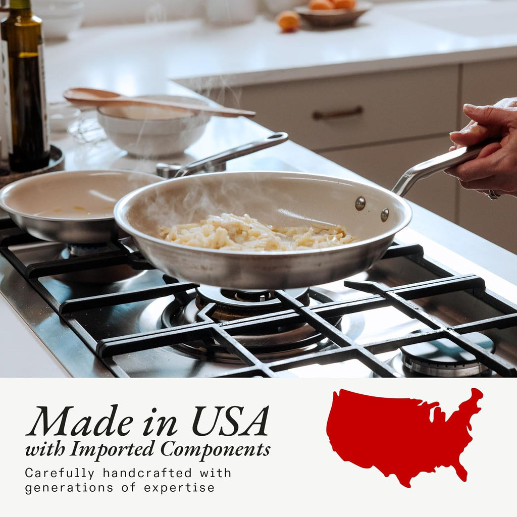 Made In Cookware - 3-Piece (Includes 8",10",12") Ceramic Non Stick Frying Pan Set (Stainless Handle) - 5-Ply Stainless Clad with Stay-Cool Handle