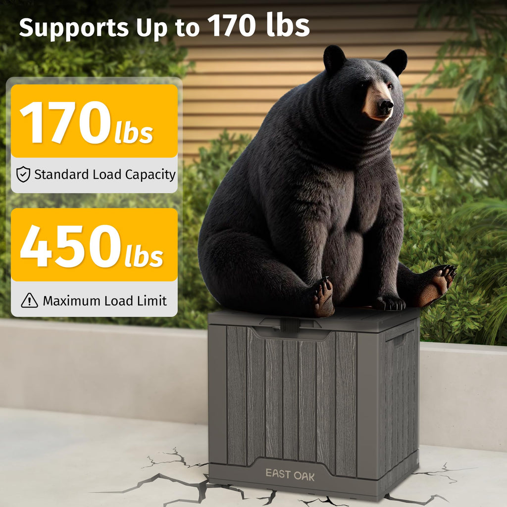 EAST OAK Outdoor Storage Box, 180 Gallon Deck Box, Large Resin Storage Bin for Patio Cushions, Gardening Tools, Lockable, Waterproof and UV Resistant