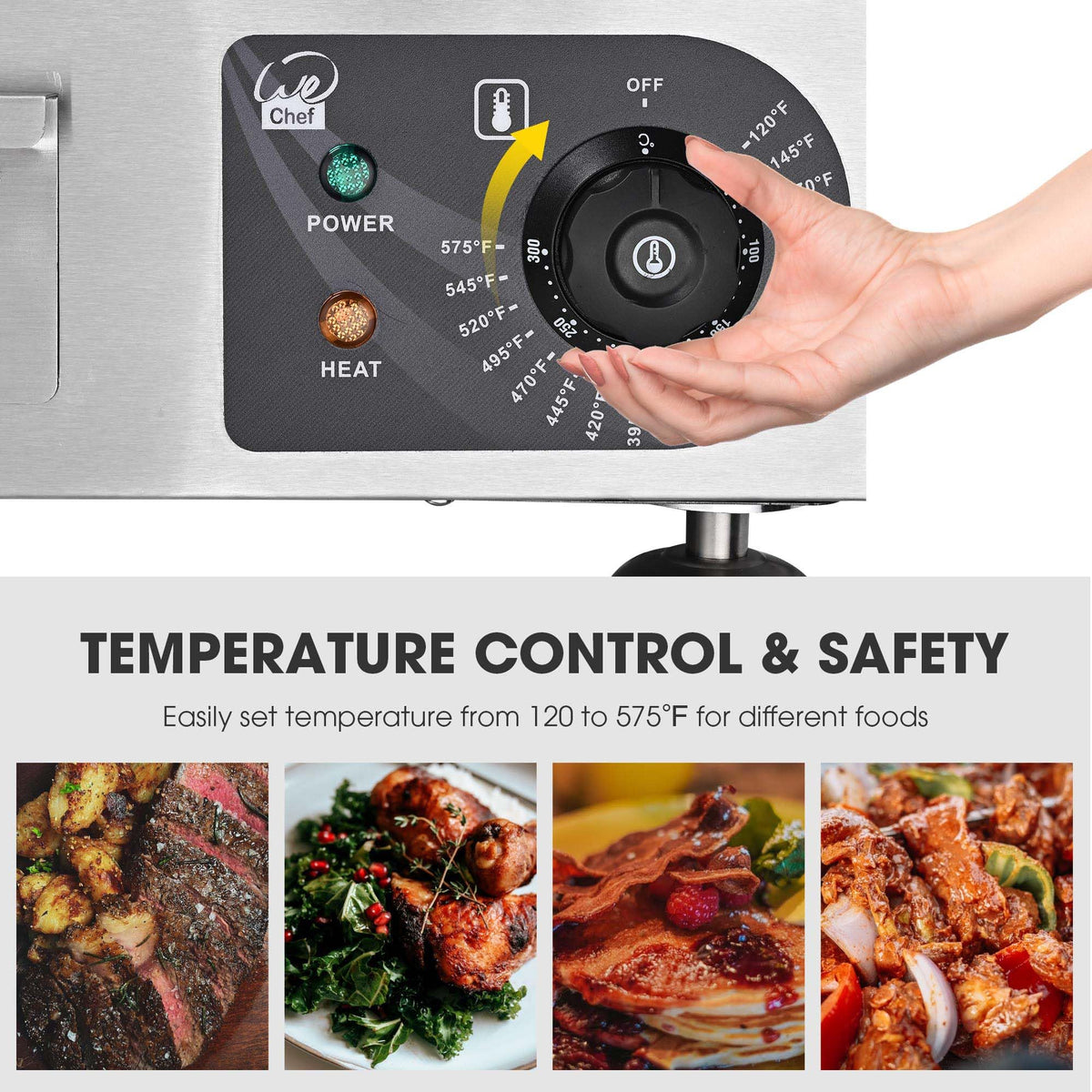 WeChef 24" Commercial Griddle 3500W Electric Countertop Griddle Non-Stick Flat Stainless Steel Adjustable Restaurant Grill Temperature Control 122 to