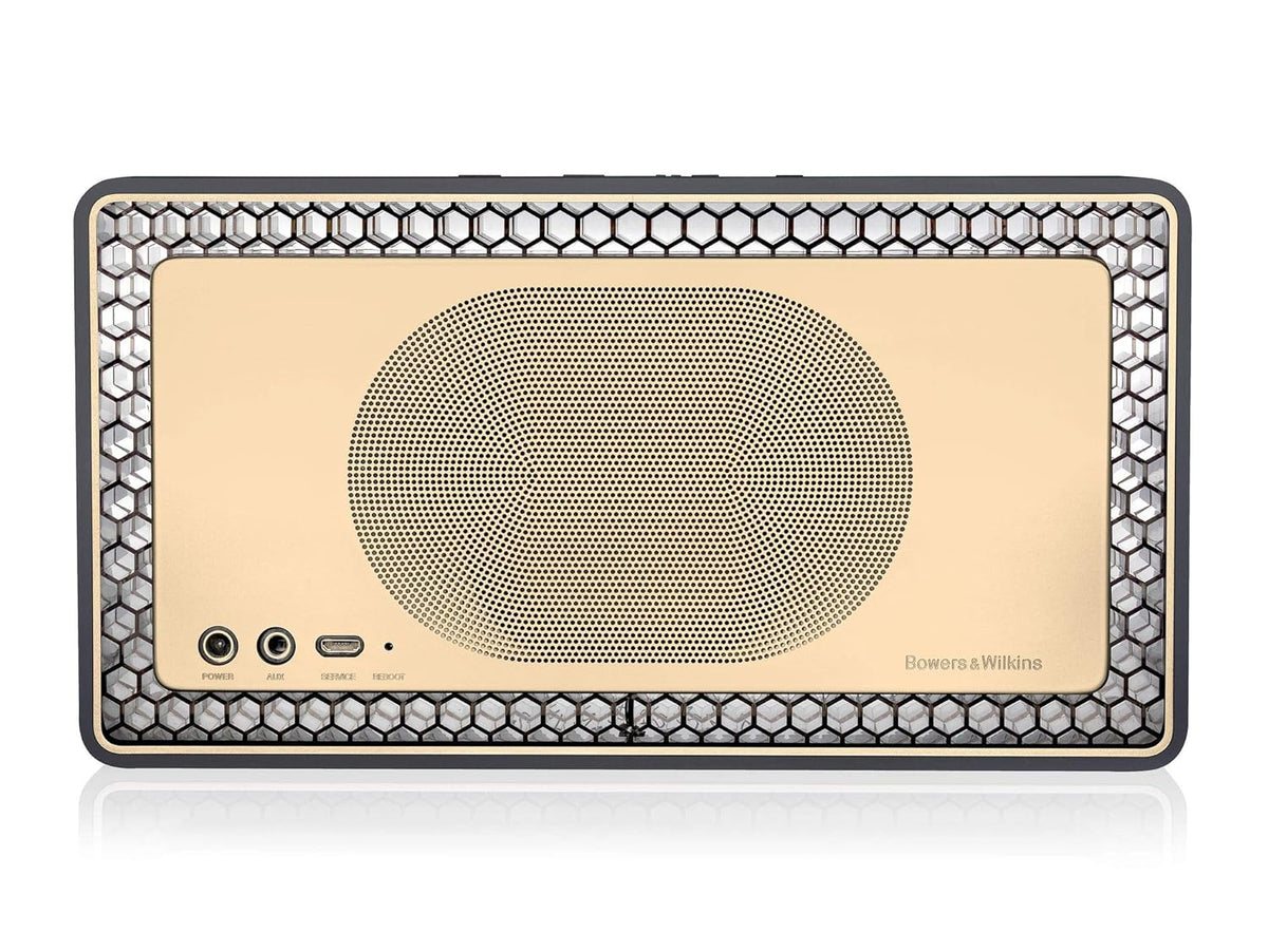 Bowers & Wilkins T7 Portable Bluetooth Speaker, Excellent Bass, Gold Edition