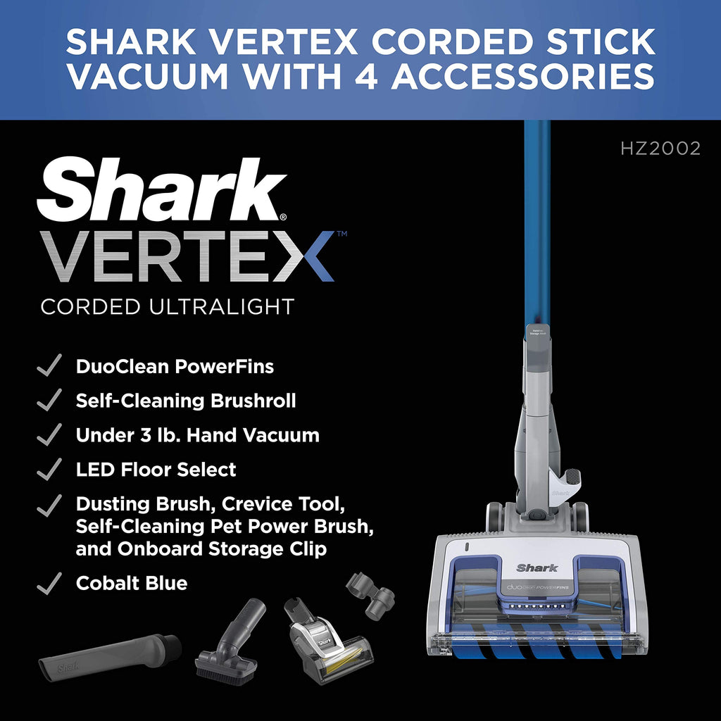 Shark | Corded Stick Vacuum Cleaner | Vertex Ultralight | Removable Handheld Vacuum | Pet Hair Vacuum for Carpet and Hard Floor | Powerful Suction