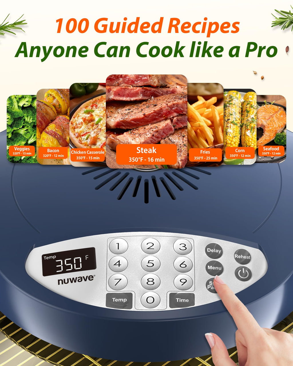 Nuwave Oven Pro Plus Air Fryer, Infra-Red Countertop, 2025 Advanced Convection, No Defrosting or Preheating, Cook Fresh or Frozen, Durable Power Dome