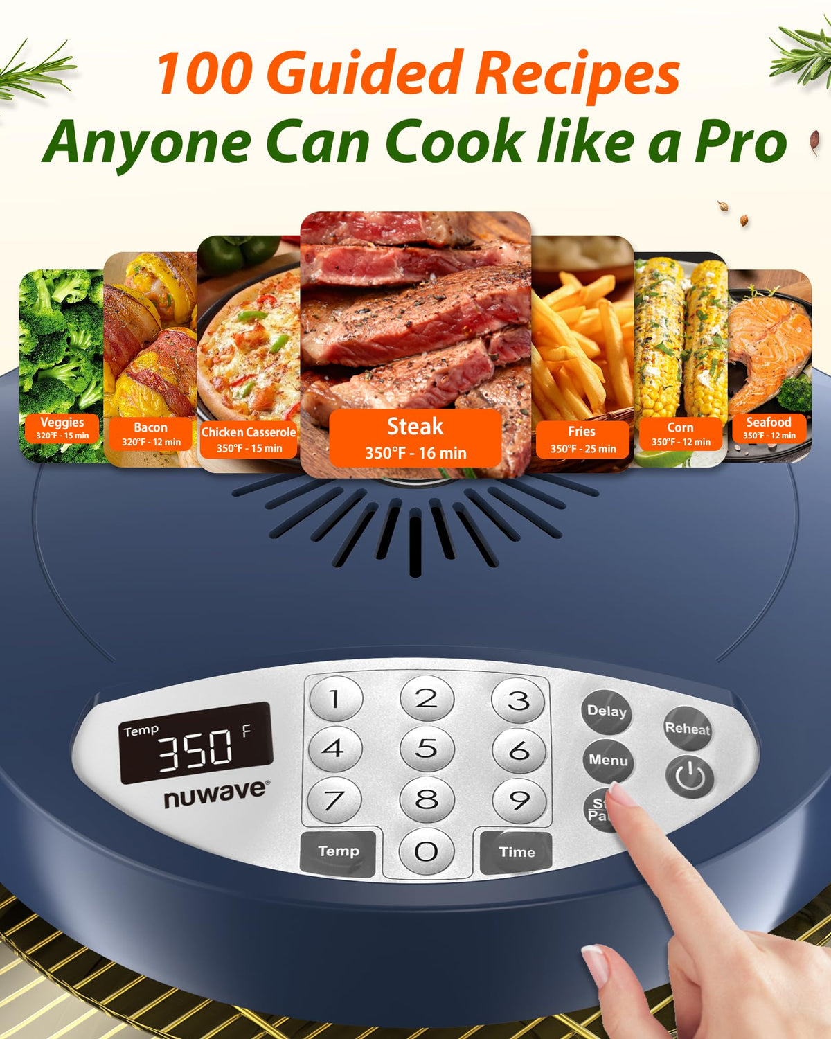 Nuwave Oven Pro Plus Air Fryer, Infra-Red Countertop, 2025 Advanced Convection, No Defrosting or Preheating, Cook Fresh or Frozen, Durable Power Dome