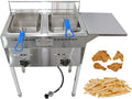 Deep Fryer C Propane Deep Fryer for Outdoor- 18 Qt Stainless Steel Commercial Quality Double Fryer with Baskets, Lids & Hose - Ideal for Frying Fish
