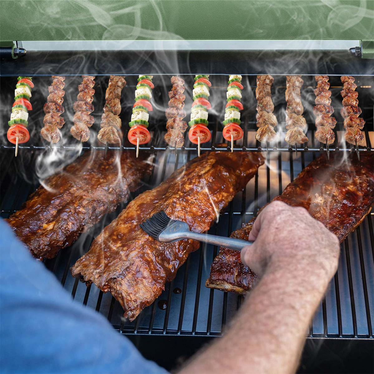 Pellet Smoker Grill Combo, 456 SQ.IN Cooking Area with PID Temperature Control (180-450F) Electric BBQ Meat Grills & Smokers, Patio Backyard for