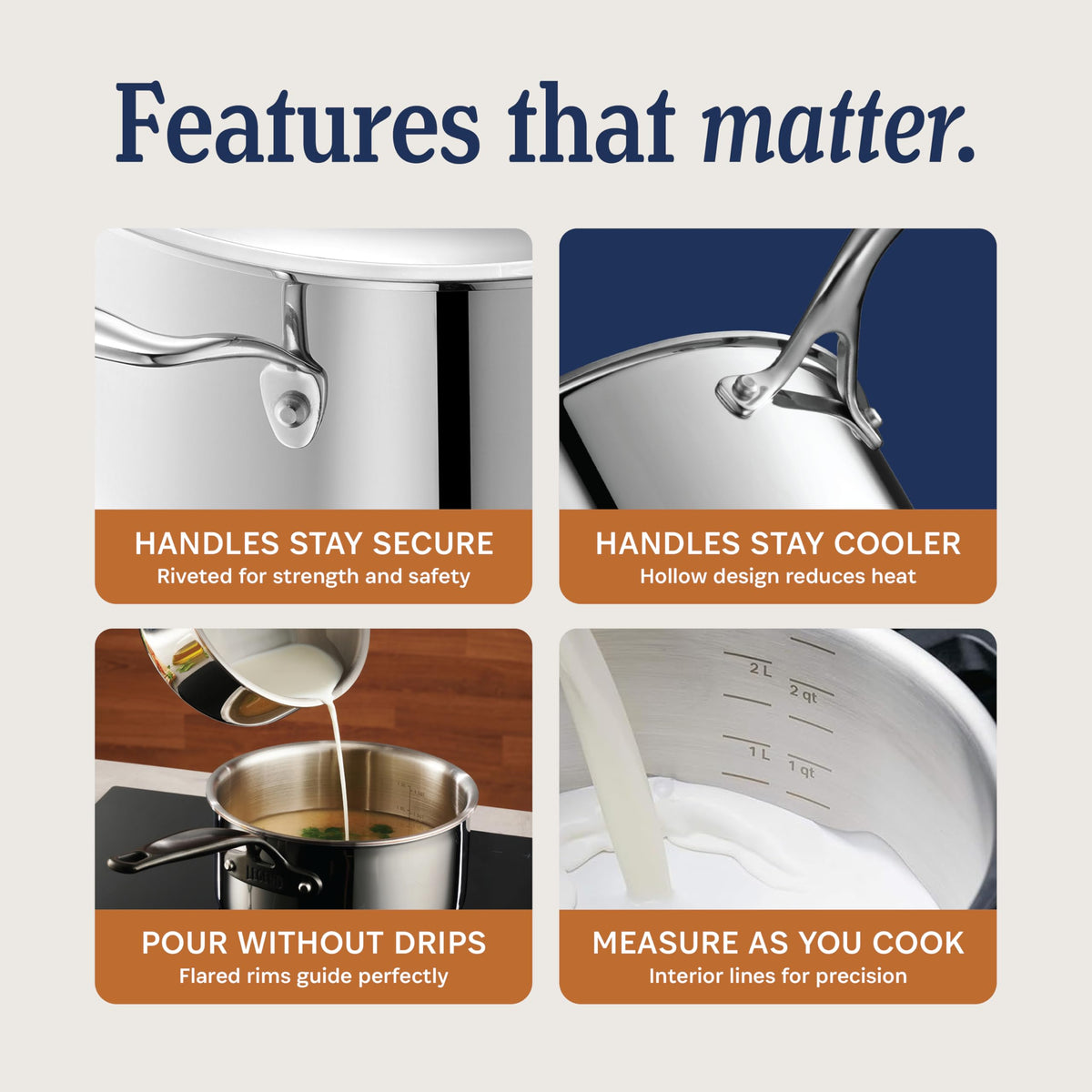 LEGEND COOKWARE 5-Ply Stainless Steel Cookware Set, 12-Piece Pots and Pans Set - Induction Compatible, Oven Safe 800F - Non-Toxic, No Coatings