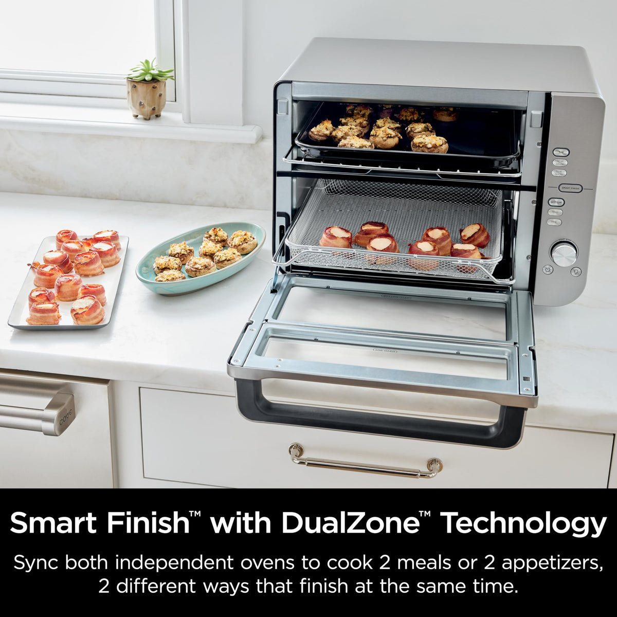 Ninja Air Fryer & Toaster Oven | Double Stack XL | Countertop Oven | 12-in-1 Fits 4.5lb Chicken & 6lbs of Wings | SmartFinish Cook 2 Different Meals