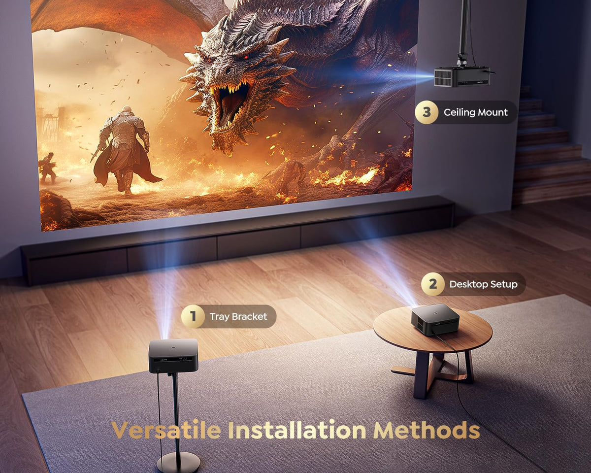 [1500 ANSI/Google TV/Voice Control]Smart Projector with WiFi 6 and Bluetooth, 4K Support, Outdoor Movie Proyector, 1080P Home Ceiling Auto Focus