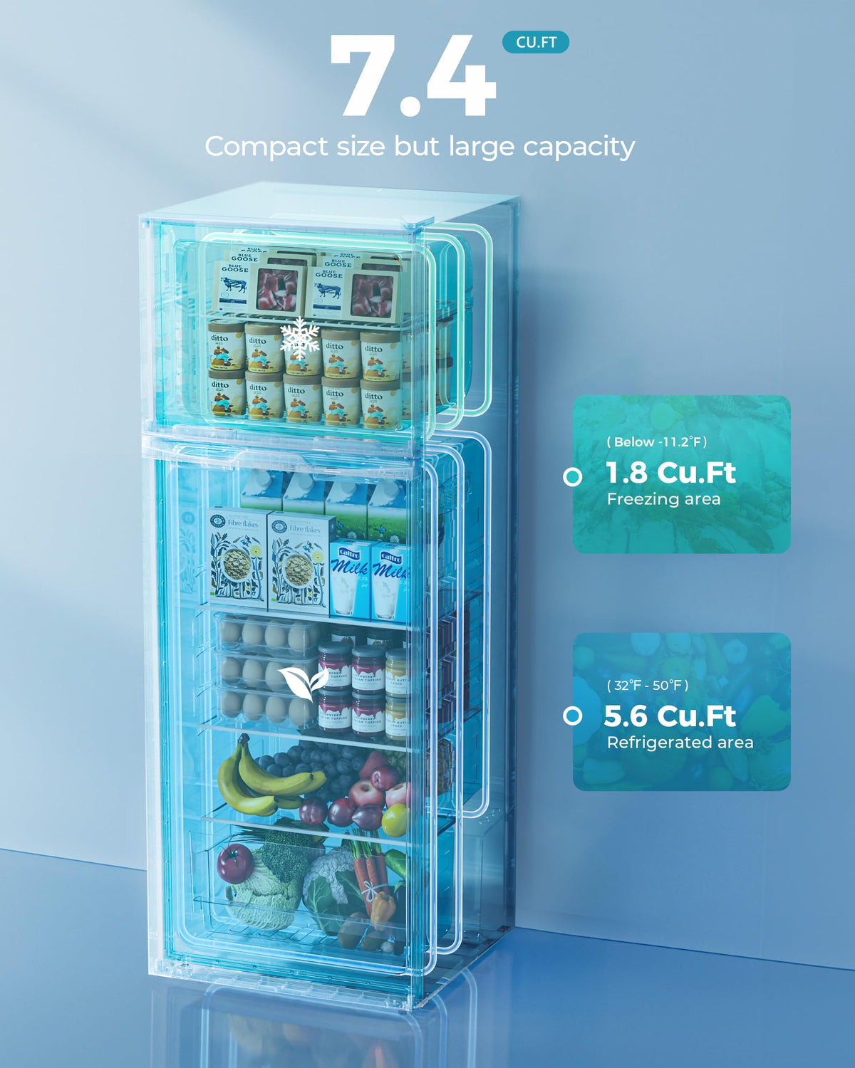 EUHOMY Mini Fridge with Freezer, 4.5 Cu.Ft Mini Refrigerator fridge, 2 door For Bedroom/Dorm/Office/Apartment - Food Storage or Cooling drinks, Black