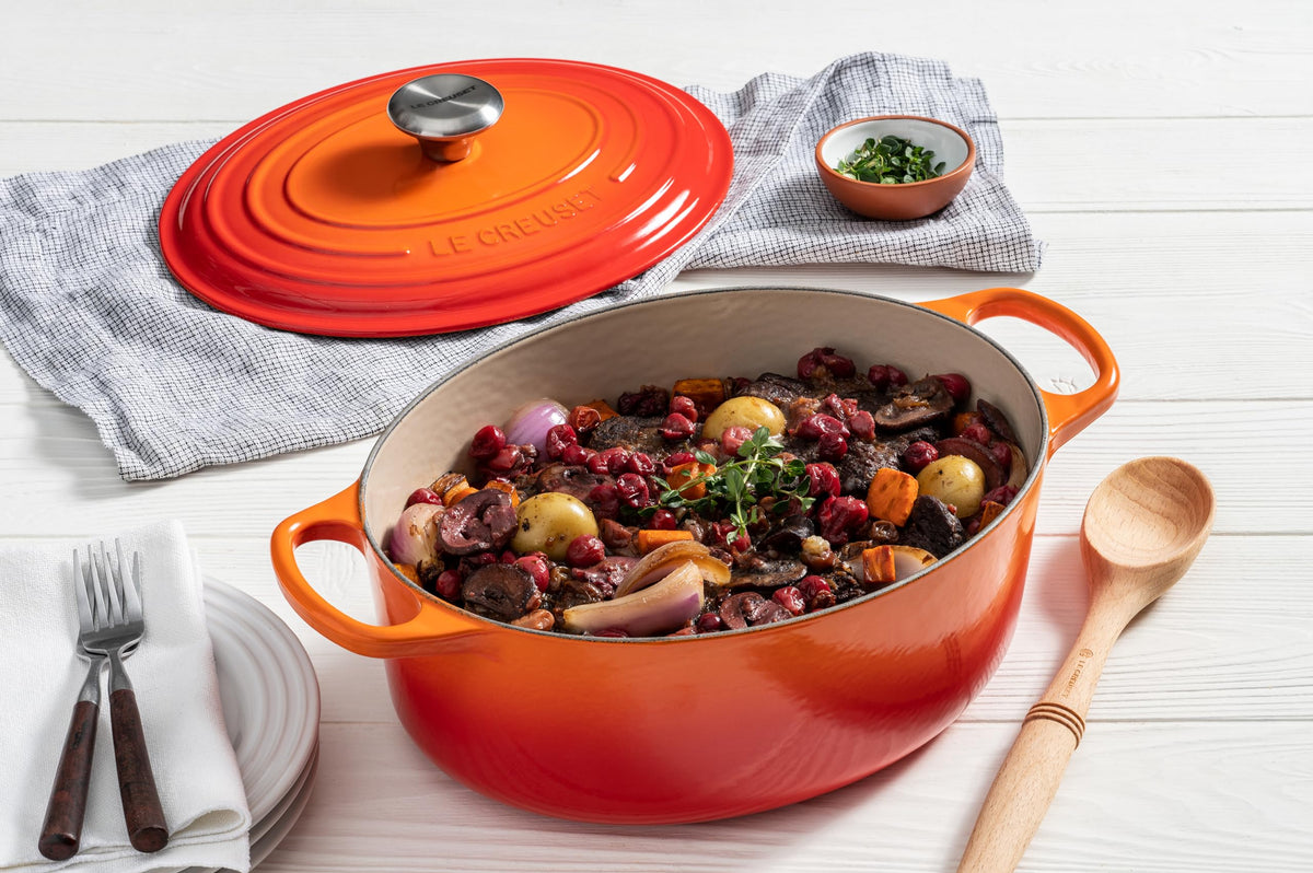 Le Creuset Enameled Cast Iron Signature Oval Dutch Oven, 8 qt., Cerise