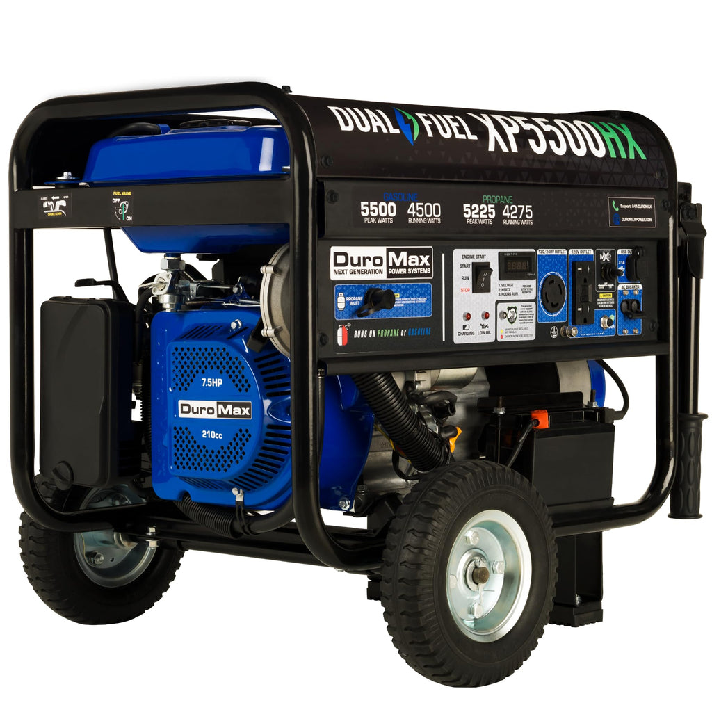 DuroMax XP13000HX 13,000-Watt Dual Fuel Portable Generator - Gas & Propane, Electric Start, Whole Home Power Backup, Transfer Switch Ready, RV &