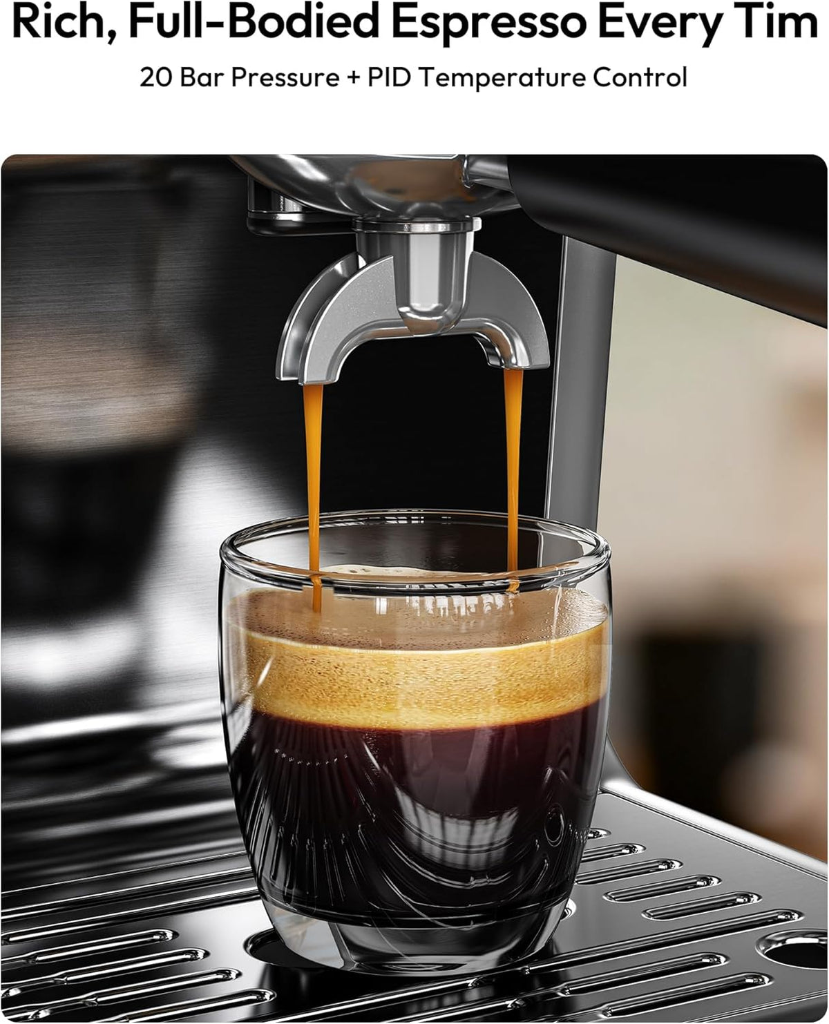 EUHOMY Espresso Machine with Grinder, 20 Bar Coffee Maker with Milk Frother Steam Wand, Professional Expresso Coffee Machines with Removable Water
