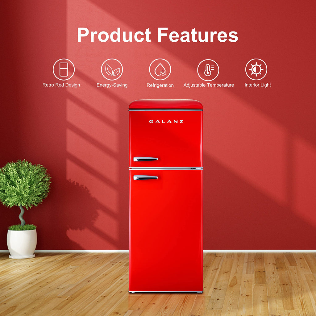 Galanz GLR25MBKR10 Retro Compact Refrigerator, Mini Fridge with Single Doors, Adjustable Mechanical Thermostat with Chiller, Black, 2.5 cu ft