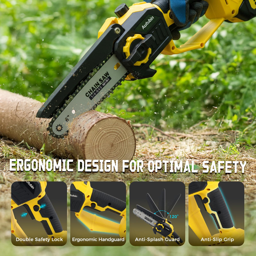 2-in-1 Cordless Pole Saw & 8'' Mini Chainsaw,Forest Ranger Approved Electric Handheld Chain Saw with 2 21V 4.0Ah Rechargeable Batterie&Charger, Auto