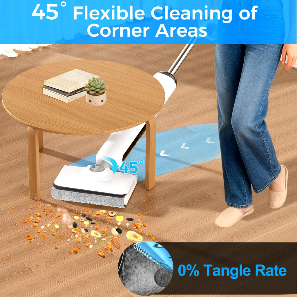 Wet Dry Vacuum Cleaner, 180 Lay-Flat Cordless Vacuum Mop Combo with Edge Cleaning, All-in-One Floor Cleaner for Hard Floors, Self-Cleaning, 45mins