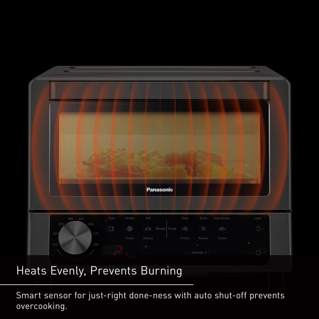 Panasonic FlashXpress Toaster Oven Countertop, 4-Slice Compact Size with Double Infrared Heating, 6 Auto Cook Options and Precise Temperature Control