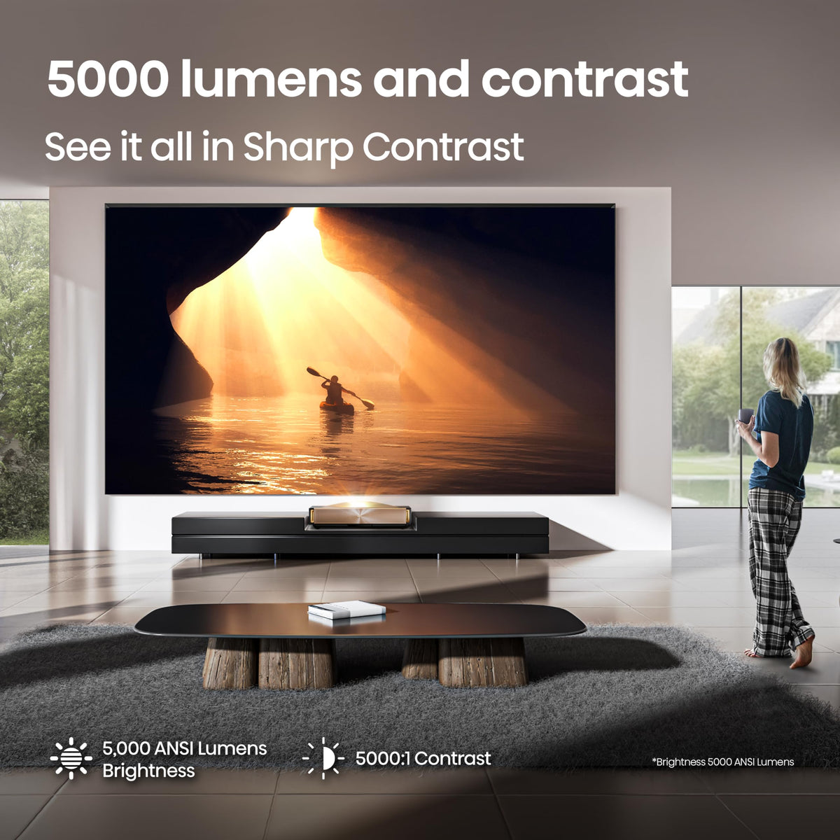 Hisense PX3-PRO Ultra Short Throw Triple Laser Projector, 4K UHD, 80 C 150, 3,000 Lumens, 3000:1 Contrast, Dolby Vision & Atmos, IMAX Enhanced, 240