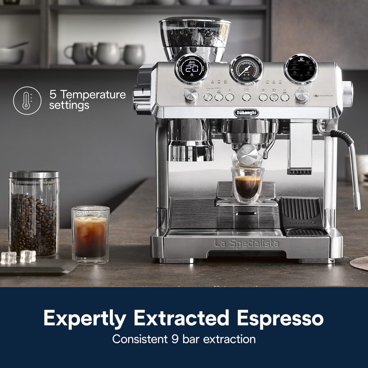 De'Longhi La Specialista Arte Evo Espresso Machine - Compact Cold Brew Coffee Maker with Grinder, Milk Steam Wand/Frother & Tamping Tools - Home