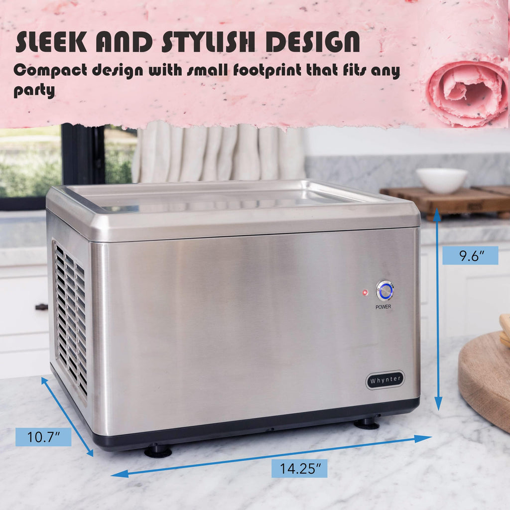Whynter Ice Cream Maker Machine Automatic 2.1 Qt. with Built-In Compressor, LCD Digital Display & Timer, No Pre-Freezing, ICM-200LS, Stainless Steel