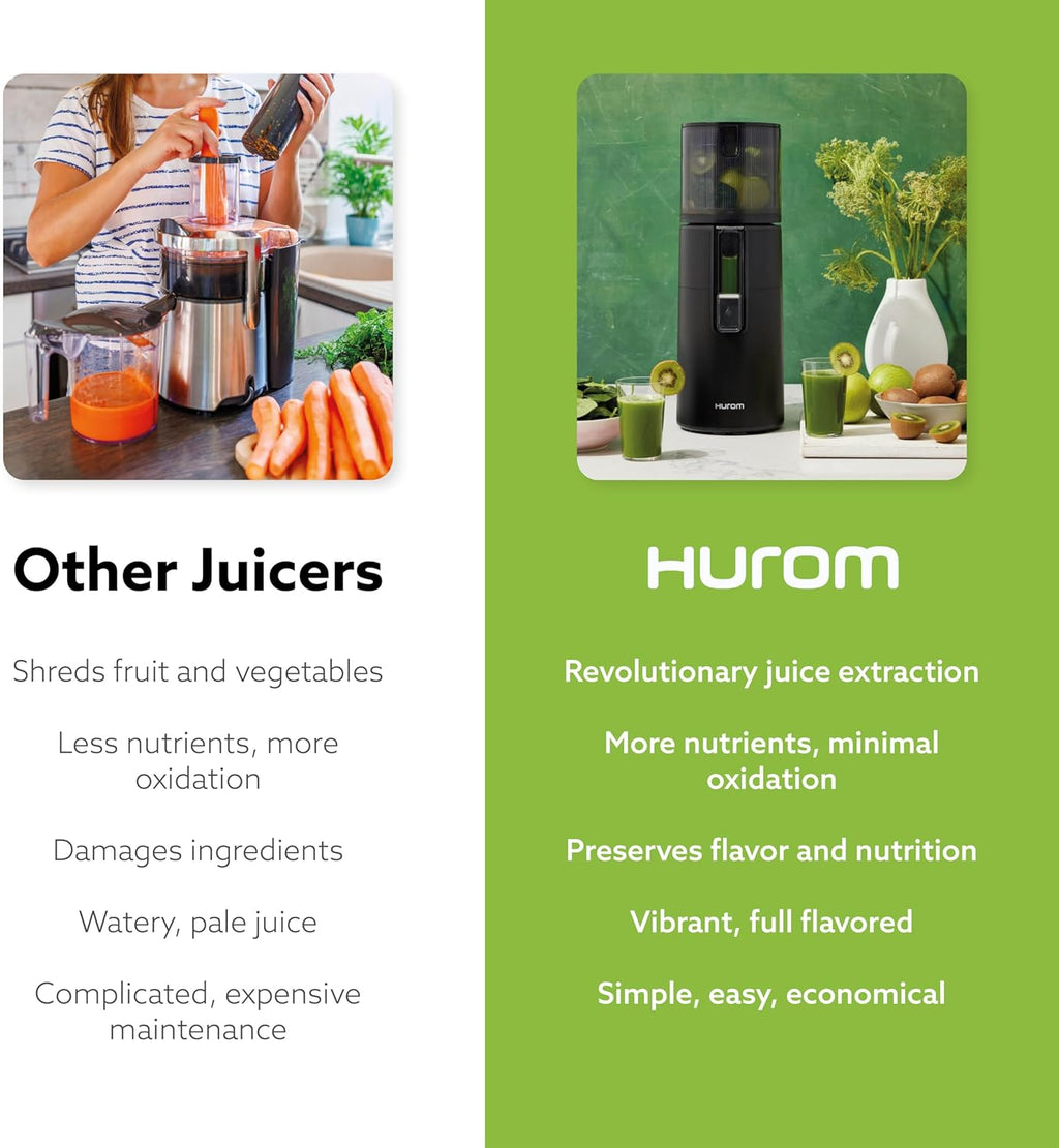 Hurom H400 Cold Press Juicer Machine, Award Winning Masticating Slow Juicer, Easy to Clean, Strainer & Hands Free with Self Feeding, Wide Mouth